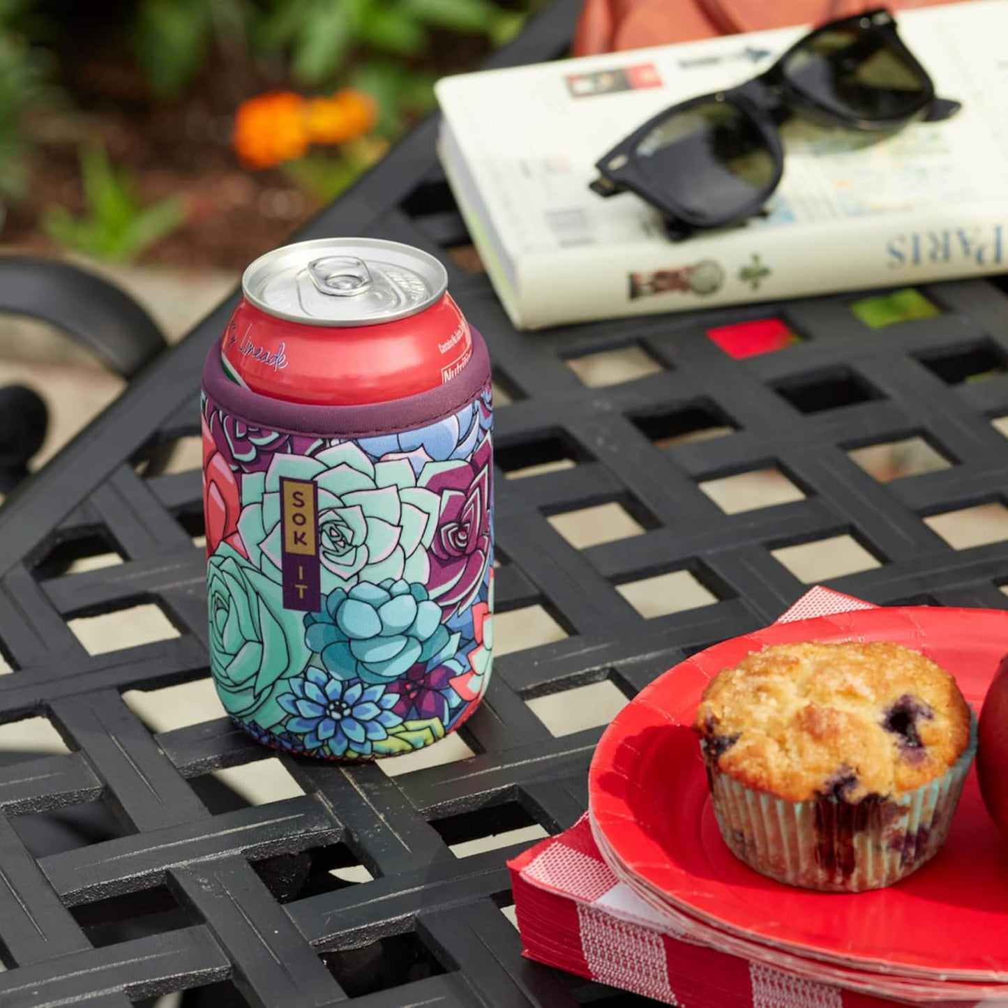 Sok It CanSok Sleeve for Beer & Soda Insulated Neoprene Cover (Floral Burst, 12oz Can Sleeve)