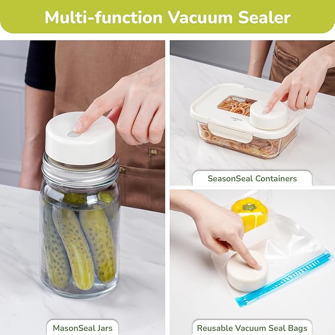 SealVax® MasonSeal Jar Set – Wide Mouth Mason Jars with Auto-Stop Vacuum Sealer + Reusable AS Plastic Airtight Lids Featuring Patented Valve, Designed in USA, Made in Taiwan(16oz x3 / 32oz x3)
