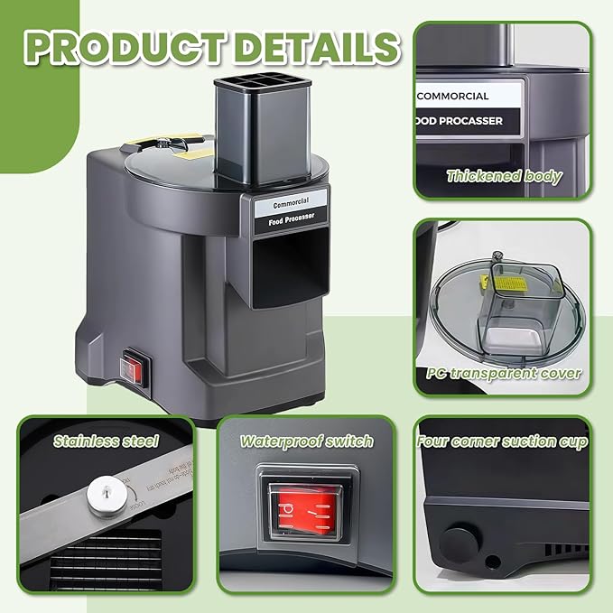 5 in 1 Commercial Food Processor with 5 Blades, Electric Vegetable Chopper, Vegetable Dicer Fruit Slicer, Multifunctional Shredder Slicer Dicer Machine, for Potato Onion Carrot, 110V