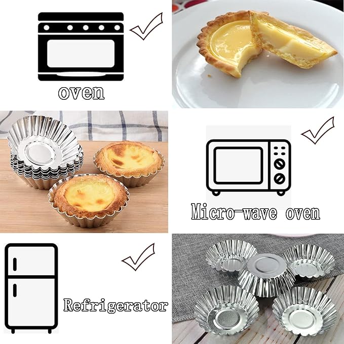 Egg Tart Molds 32Pack Tart Pan 2.75inch, Mini Tart Tins Aluminium Mini Tart Pans for Baking (32Pack-2.75inch)
