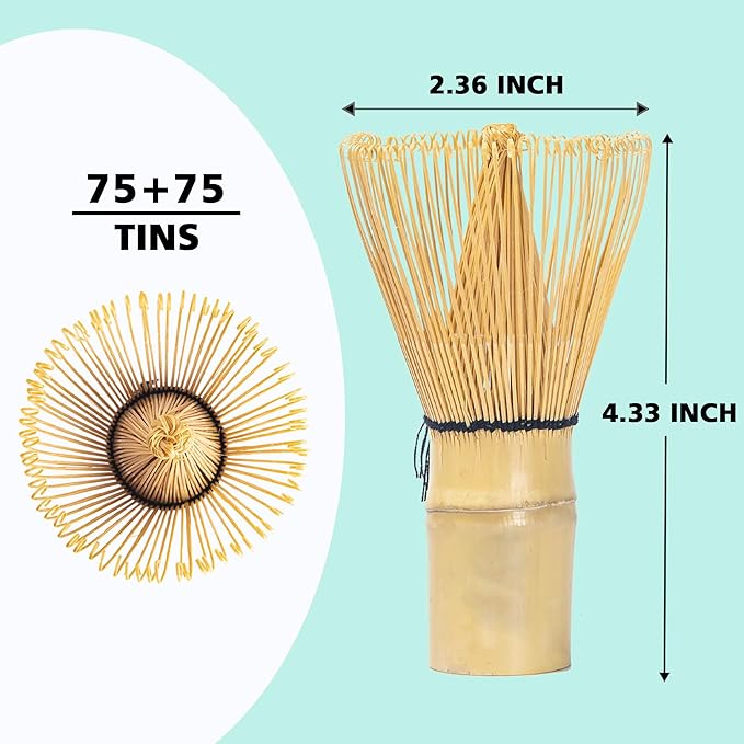 Traditional Japanese Matcha Whisk, 100-Prong Handcrafted Bamboo Chasen (Tea Whisk), Essential Tool for Whisking Ceremonial Grade Matcha Powder