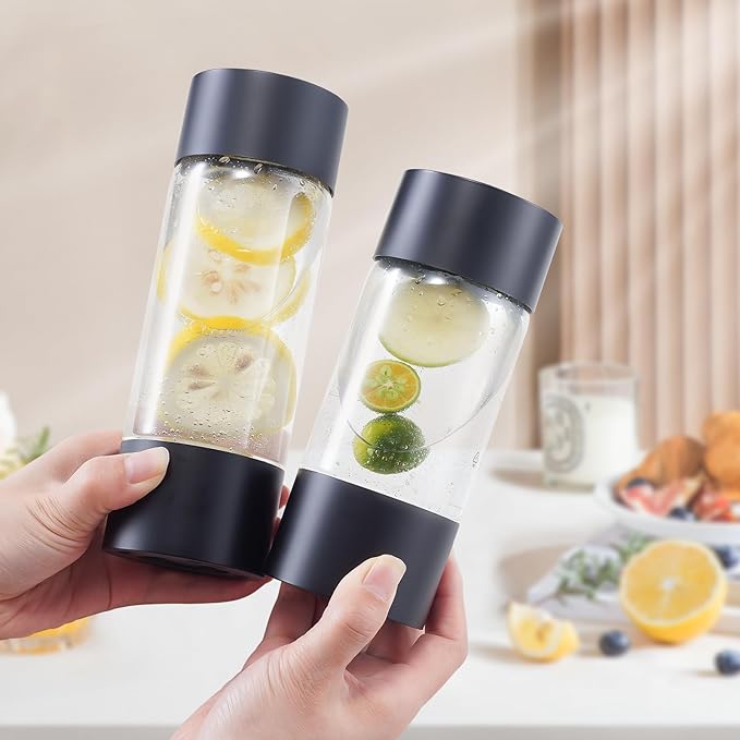 Sparkling Water Machine Soda Maker Beverage Drink Dispenser for Home, Soda Streaming with 1L BPA Free Bottle, 2 Portable Bottle for travel, Seltzer & Carbonator Srew-in 60L CO2 (NOT Included), Black