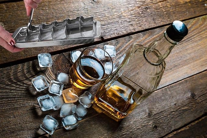 Stainless Steel Ice Cube Maker Tray,Lever Style Ice Cube Mold Quick To Making 18 Ice Cubes