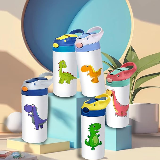 Sublimation Tumbler,50 PACK 12oz Stainless Steel Sublimation Sippy Cup,Double Wall Insulated Kids Tumbler with Handle,Spill Proof lid,Silicone Bottoms,for Water,Drinks (50, 12OZ)