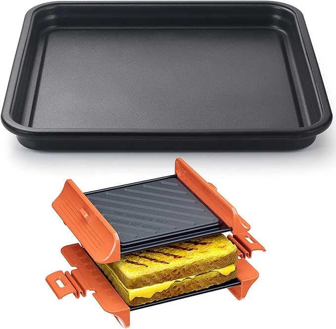 MACONEE Microwave Grill & Bacon Crisper - Panini Press, Sandwich Maker, and Crisping Tray for Fast, Crispy Meals