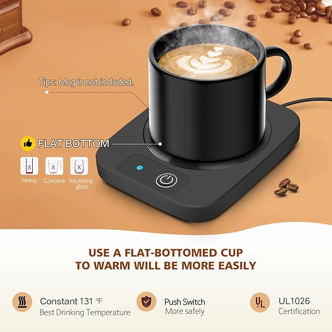 Lesipee Coffee Mug Warmer, Smart Candle Warmer, Electric Cup Warmer with Aluminum Metal Panel for Office, Desk Accessories, Electric Beverage Warmer for Cocoa, Milk, Coffee Gifts