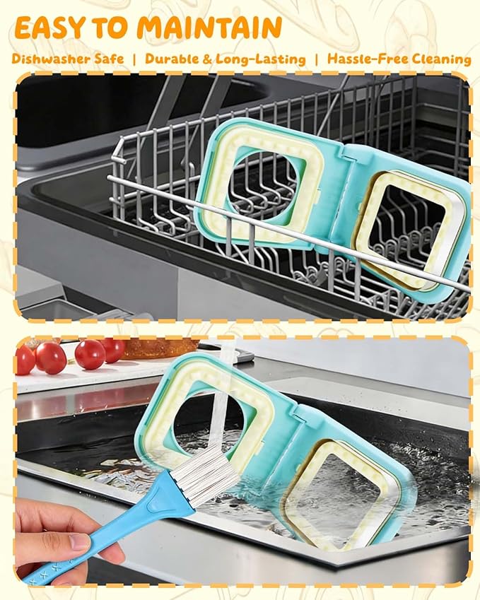 3-in-1 Uncrustable Sandwich Maker - Heart/Round/Square Crustless Sandwich Cutter & Sealer for Kids' Lunch, Breakfast & Lunchboxes | BPA-Free Uncrustable Press,Easy Clean (3-Shape Light Blue)