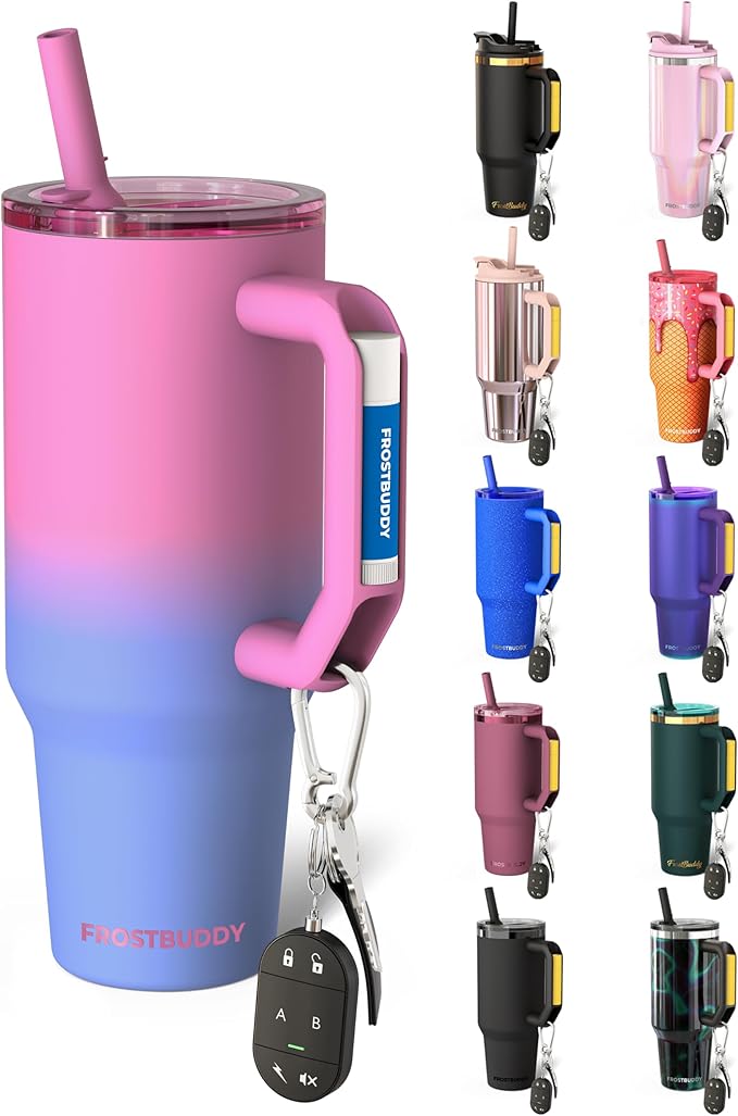 Thicc Buddy - 40 oz Stainless Steel Vacuum Insulated Tumbler with Lid and Straw for Water - Travel Mug Cupholder Friendly - Gifts for Women Men Him Her (Blossom)