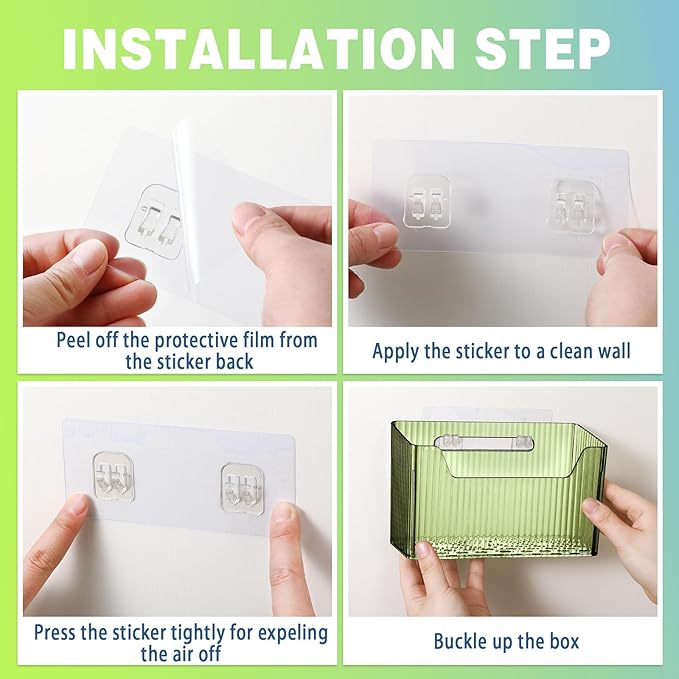 8 Pcs Storage Organizer Bins Wall Mounted Organizer Basket Plastic Cabinet Door Bins Stackable Hanging Baskets for Organizing for Wall Refrigerator Kitchen Bathroom Pantry(3.94'',Green)