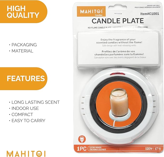 Durable Heavy Portable Large Warmer Safe Plate for Candle Jar & Mug Warmer, White Pack