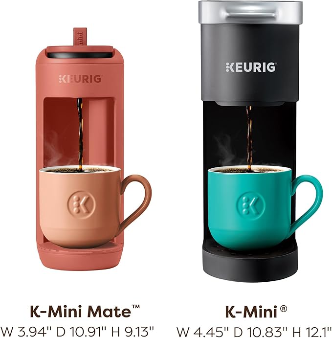Keurig K-Mini Mate Single Serve K-Cup Pod Coffee Maker, Brews Up to 12 oz Cup, Compact Portable Coffee Machine for Small Spaces, Great for Dorms & Offices, Red Rocks