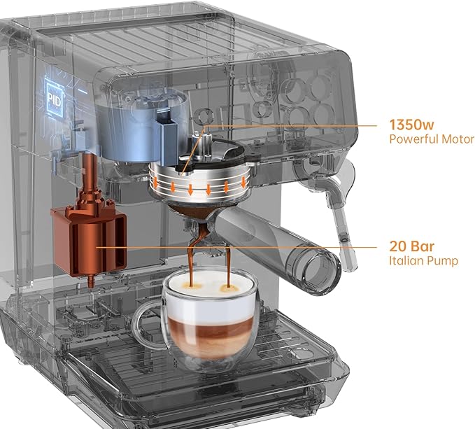 MAttinata Espresso Machine 20 Bar, Espresso Coffee Maker with Professional Milk Frother Steam Wand for Cappuccino & Latte, 60oz Removable Water Tank for Home，Stainless Steel
