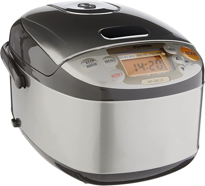 Zojirushi NS-ZCC10 Neuro Fuzzy Cooker, 5.5-Cup uncooked rice / 1L, White & NP-GBC05XT Induction Heating System Rice Cooker and Warmer, 0.54 L, Stainless Dark Brown