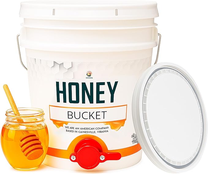 SunVara Honey Bucket 5 Gallon Bucket with Spigot Extractor Equipment Food-Grade PP 20L Capacity