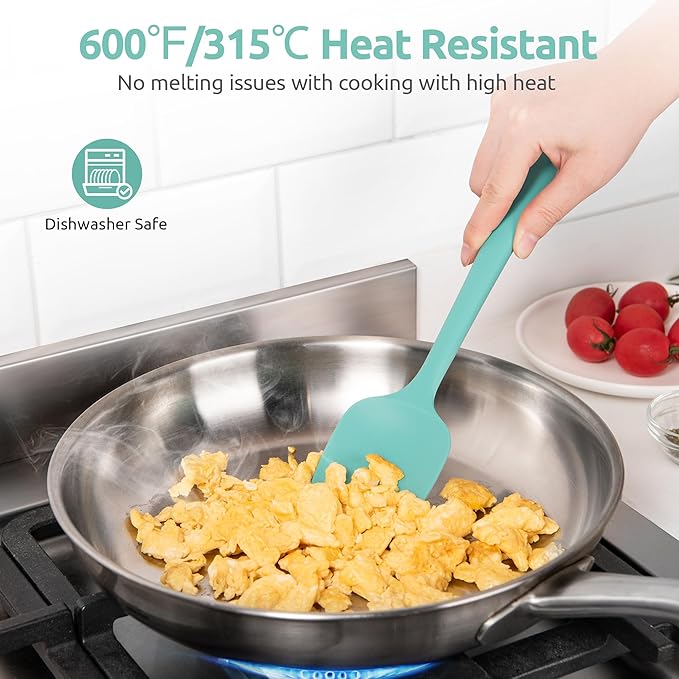 U-Taste 18/8 Stainless Steel Measuring Cups and Spoons Set of 12 (Multi) and 600ºF Heat Resistat Silicone Flexible Baking Spoon Spatula & Cooking Scoop Spoonula (Aqua Sky)
