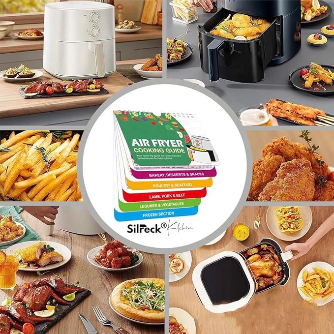 Air Fryer Cheat Sheet Magnetic Cooking Guide Booklet I Fridge-Ready Air Fryer Magic: Cookbook with Hanging Loop & Magnet (Multi Colour), SCG001