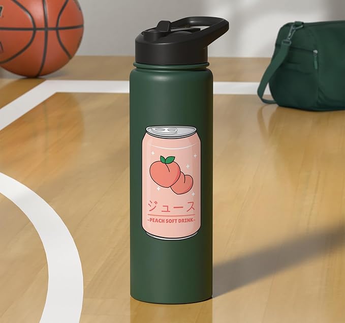 Kawaii Soft Drink Aesthetics Japanese Peach Juice Stainless Steel Insulated Water Bottle