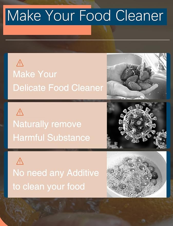 Vegetable and Fruit Cleaner Machine, Purified Water-Proof Fruit Cleaning Device with OH-ion Purification Technology 250min Working time and Wireless Charging, for Cleaning Fruit (Blue)