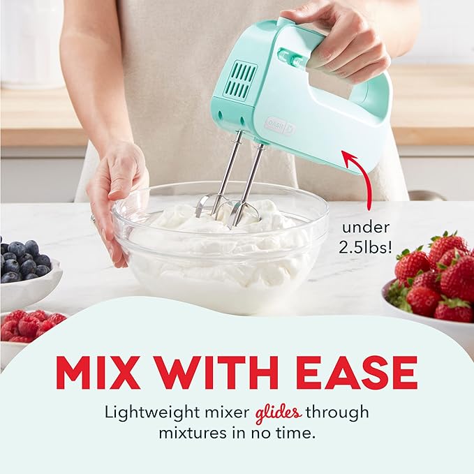 Dash SmartStore™ Compact Hand Mixer Electric for Whipping + Mixing Cookies, Brownies, Cakes, Dough, Batters, Meringues & More, 3 Speed, 150-Watt - Aqua (Pack of 4)