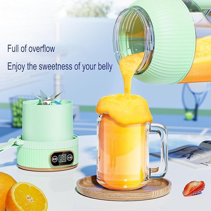 Large-capacity personal size blenders, powerful motor driving ten-blade cutter head, dual large-capacity batteries, TYPE-C fast charging head, 40Oz (1200ml) large capacity (white with lid)