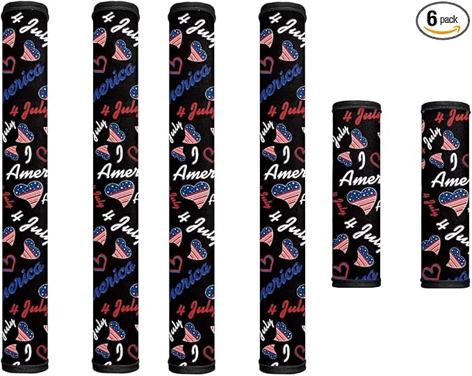 Patriotic Refrigerator Door Handle Covers Set of 6 Kitchen Electrical Appliance Decor Handles 4th of July Fridge Accessories Home Decor, American Flag Heart-Shaped Pattern