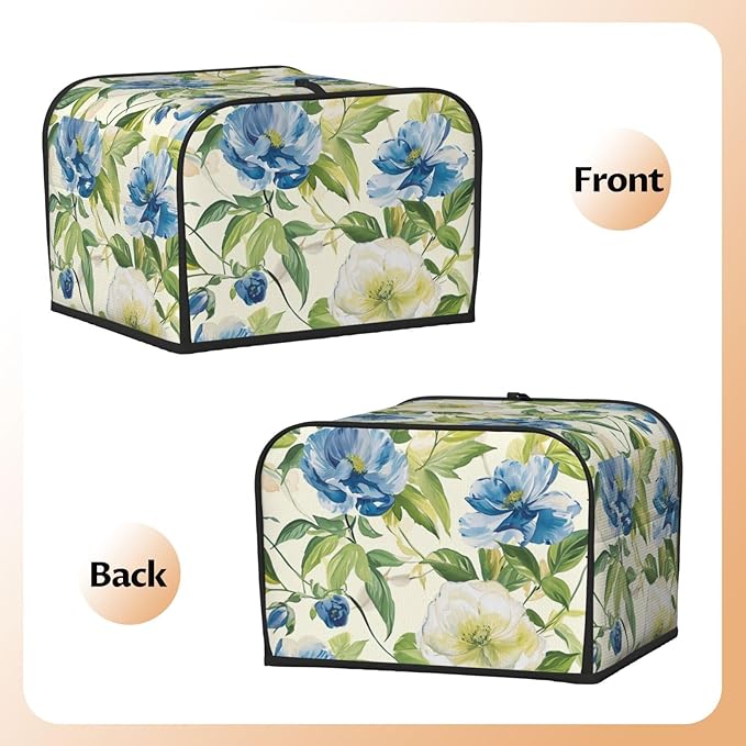 Pastoral Charm Flowers Covers for 4 Slice Toasters,Cute Country Bread Machine Cover with Handle,Washable Stain Resistant Kitchen Small Appliance Cover Dining Decor