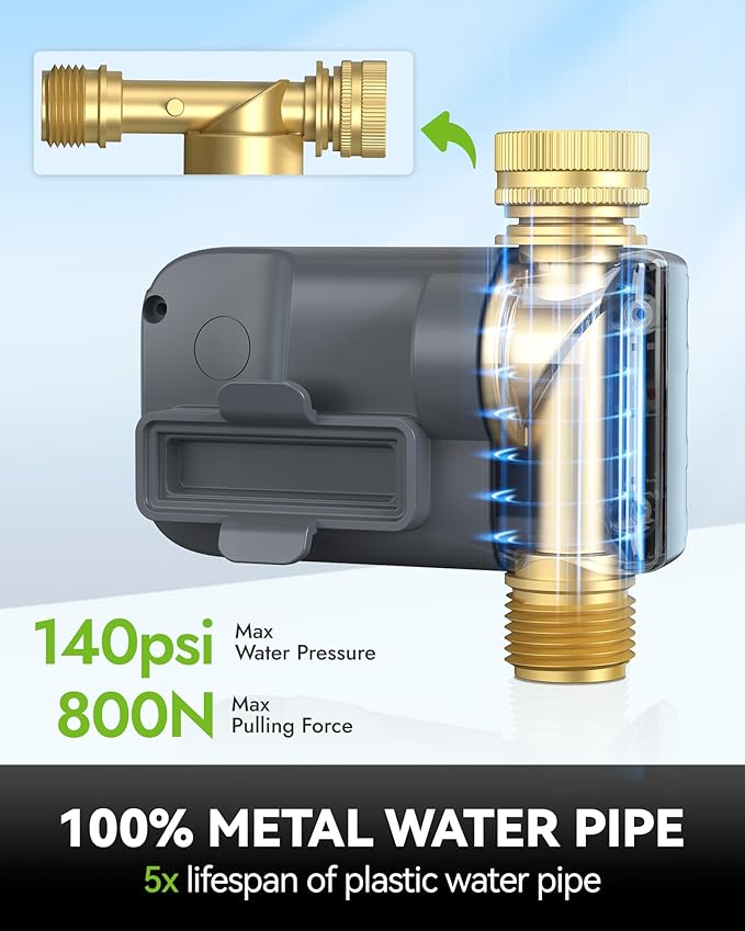RAINPOINT Sprinkler Timer, 100% Metal Pipe Water Timer for Garden Hose, Programmable Hose Controller for Watering, Sprinkler Controller with Manual Watering/Rain Delay for Outdoor Lawn & Garden (2PCS)