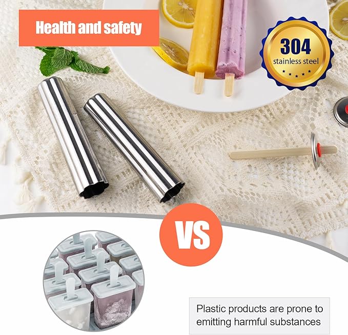 Stainless Steel Popsicle Molds, Set of 6 Ice Cream Maker, Ice Pop Molds With Holder, Metal Reusable Homemade Popsicle Molds with Sticks and Bags (Flower Cup)