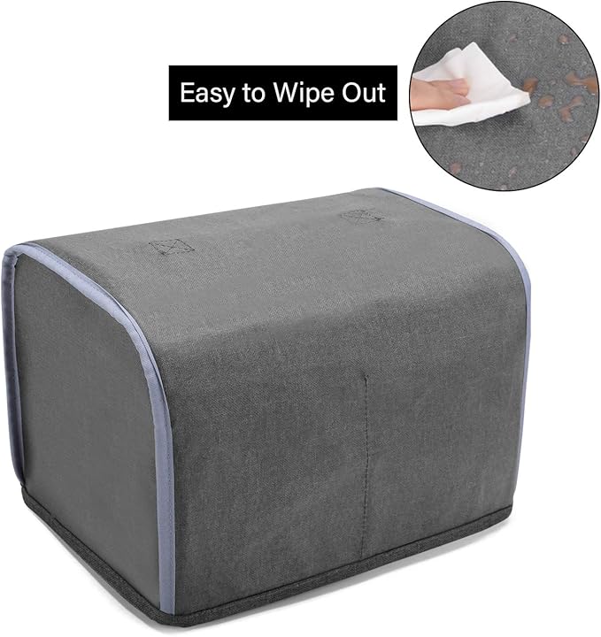 Yarwo 2 Slice Toaster Cover with Pockets and Top Handle, Nylon Toaster Cover Fits for Most Standard 2 slice Toasters, Gray with Grid