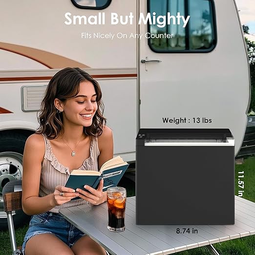 Ice Maker Countertop Mini Ice Maker Makes 9 Bullet Cubes in 6 Mins 26 lbs/Day Portable Ice Machine with Self-Cleaning for Home Kitchen RV Bar