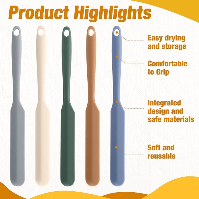 Honeydak 36 Pcs Mini Silicone Spatula Bulk 8.3 inch Small Rubber Spatula with Long Handle Heat Resistant Jar Cake Cream Butter Scraper Resin Craft Non Stick Kitchen Tools for Baking Cooking Mixing