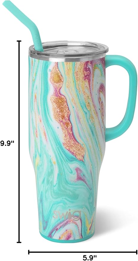 Swig Life 40oz Mega Mug, 40 oz Tumbler with Handle and Straw, Cup Holder Friendly, Dishwasher Safe, Extra Large Insulated Tumbler, Stainless Steel (Wanderlust)