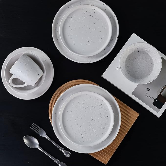 Stone lain Jade Stoneware Dinnerware Set, 32-Piece Service for 8, White
