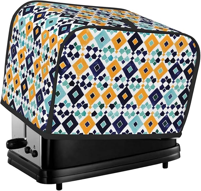Mexican Blue Tiles Toaster Cover 2 Slice, Cute Rural Bread Machine Cover, Washable Dust-Proof Cover for Kitchen Small Appliance Cover,with Top Handle