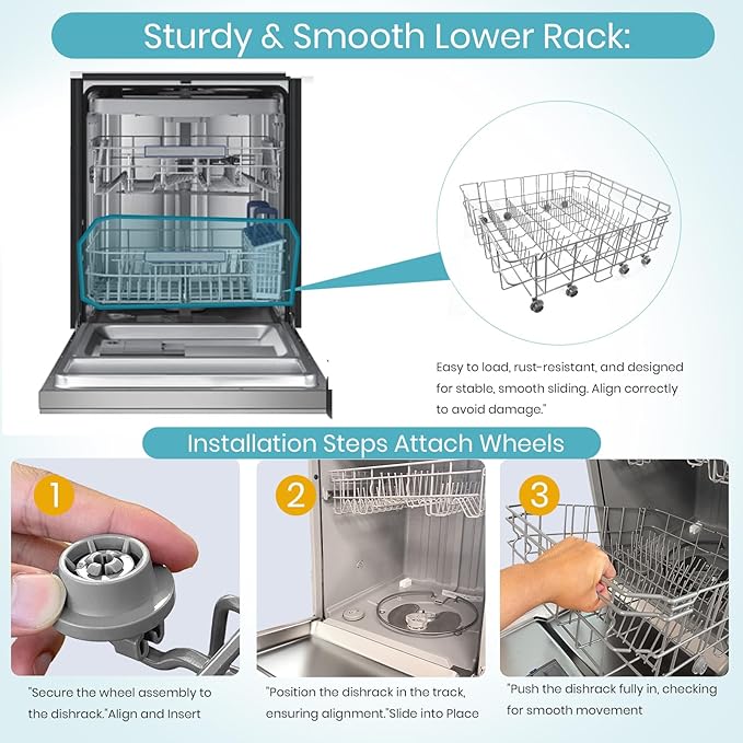 【𝟮𝟬𝟮𝟲 𝙐𝙥𝙜𝙧𝙖𝙙𝙚𝙙】 DD82-01384A Dishwasher Dishrack Lower rack Parts Assembly (22.5'' D x 20.5'' W inch) - Fit For Samsung DIshwasher OEM Parts DD81-02295A