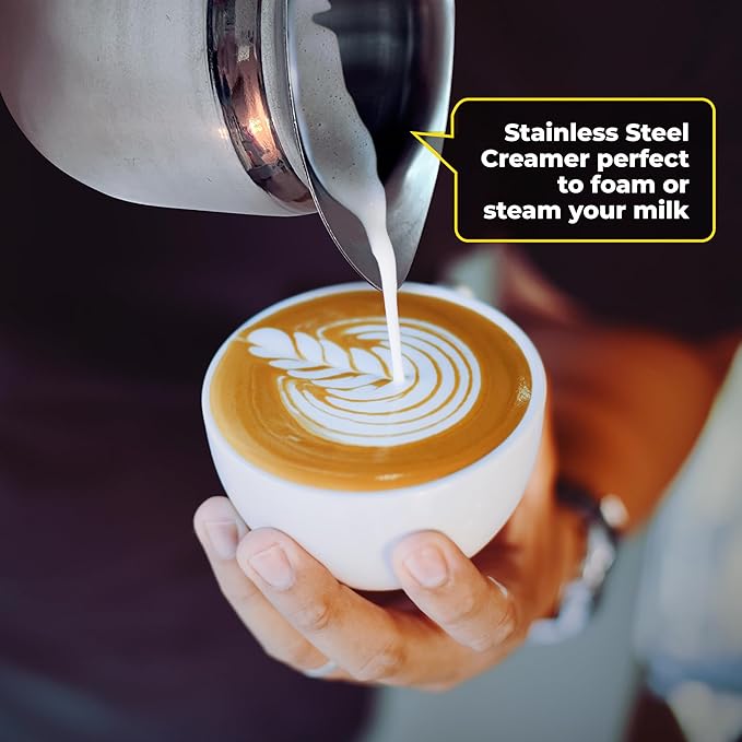 Espresso Carafe Glass Replacement - 4 Cup. Fits Most Espresso Machines, Mr. Coffee, Cuisinart, Breville. PLUS Stainless Steel Creamer (8oz).