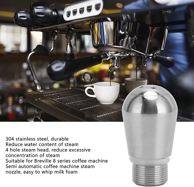 Coffee Maker Machine Steam Nozzle Tip Spout for 8 Series Coffee Machine Parts Accessories, 4 Hole Stainless Steel Replacement Coffee Maker Nozzle