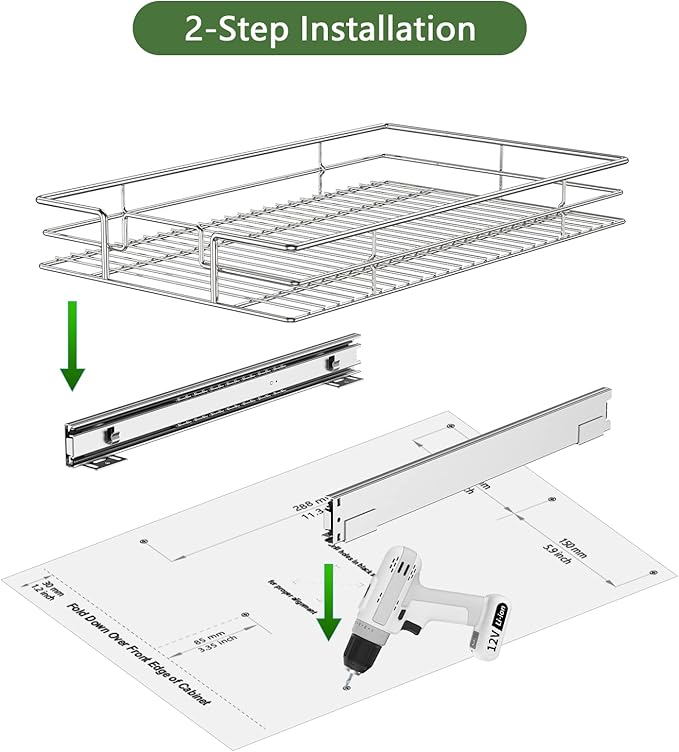 LOVMOR Pull Out Cabinet Organizer 10½"W x 21½"D, Kitchen Cabinet Pull Out Shelves Slide Out Storage