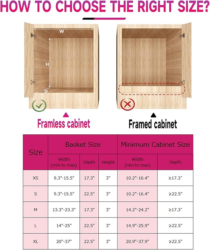 SUZLON Pull Out Cabinet Organizer, Expandable(20.9"~37.9") Cabinet Drawers Slide Out, Adjustable Width Roll 0ut Shelf Cabinet Organizer for Kitchen Base Cabinet Organization (X-Large, 1Pack)