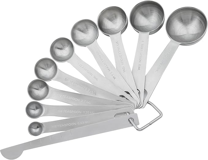 Measuring Spoons Set, 18/8 Stainless Steel Measuring Spoon for Kitchen and Baking Measure Spoon Set of 9 with Leveler