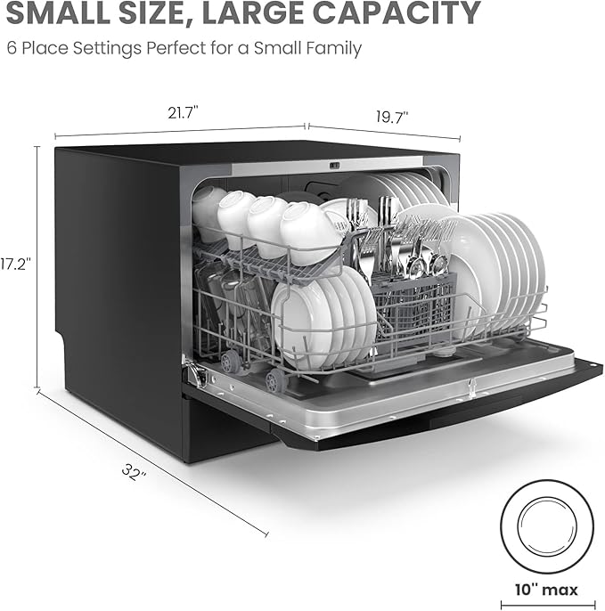 COMFEE‚Äô Countertop Dishwasher, Energy Star Portable Dishwasher, 6 Place Settings, Mini Dishwasher with 8 Washing Programs