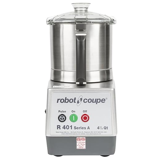 Robot Coupe R401B Food Processor 1245-00127, 4.5 Qt Stainless Steel Bowl, Single-Speed Commercial Chopper Machine, S-Blade, 1.5 HP Motor, Grey, Kitchen Food Processor, 120V