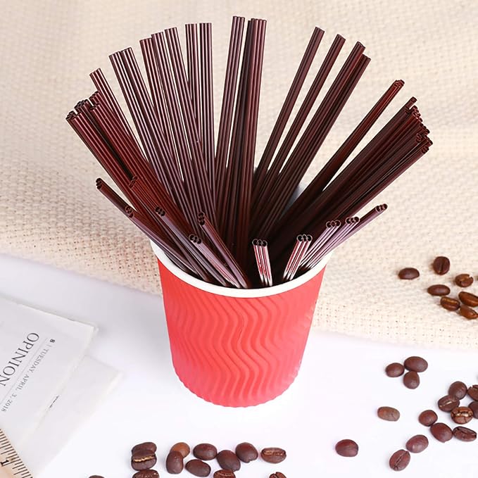 KBG Coffee Stir Sticks 200 PCS, 6.7 Inch Three Hole Disposable Plastic Sip Stir Sticks, Individually Wrapped Cocktail Stirrers