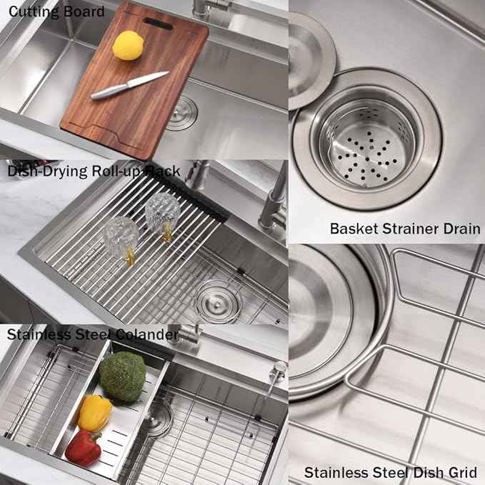 30 Inch Drop In Kitchen Sink Splash Guard Workstation - VOKIM 30 Inch Drop In Sink Stainless Steel Single Bowl 16 Gauge 10'' Deep Handmade Kitchen Sink with Cutting Board& Strainer