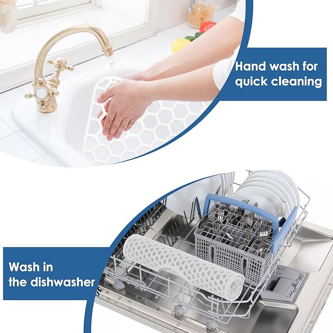 Bestjing Silicone Sink Protectors for Kitchen Sink - 16.2"x12.5" Kitchen Protector Accessory, Non-Slip Heat Resistant Mat for Bottom of Farmhouse Porcelain Stainless Steel (White)
