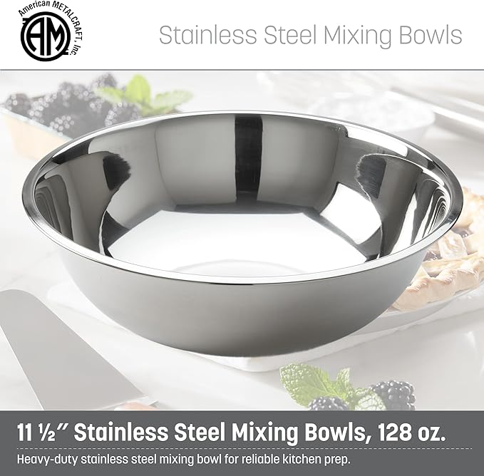 American METALCRAFT, Inc. American Metalcraft SSB500 Stainless Steel Mixing Bowl, 11.5" Diameter, Silver, 5-Quart