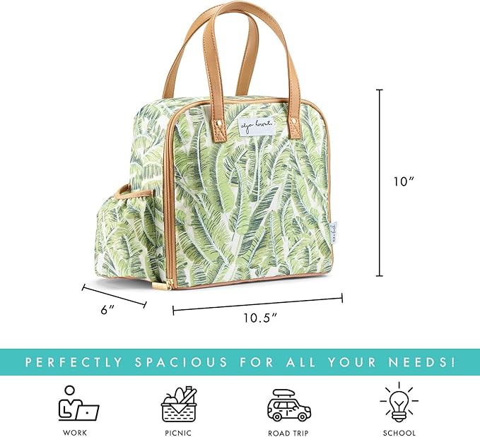 Fit & Fresh Lunch Bag For Women, Insulated Womens Lunch Bag For Work, Leakproof & Stain-Resistant Large Lunch Box For Women With Containers, Tumbler & Ice Pack, Zipper Closure Wichita Bag Palm Leaves