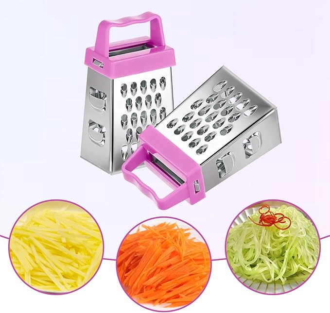 6Pcs Mini Cheese Grater, Stainless Steel Professional Box Grater Efficient Kitchen Small Gadget for Grating Garlic Ginger Vegetable Chocolate Parmesan