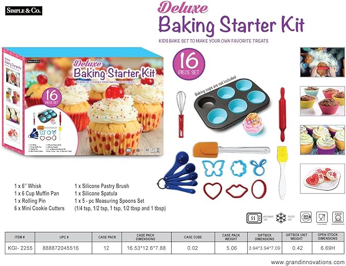 Deluxe Kitchen Baking Starter Kit For Kids & Beginners (16 Pcs)