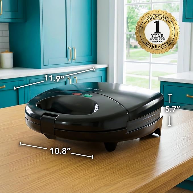 OVENTE Electric Sandwich, Panini and Waffle Maker Set with 3 Removable Non-Stick Plates, 750 Watts, Perfect for Grilled Cheese, Tuna Melts, Burgers, Steaks and Snacks, Black GPI202B
